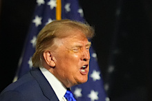 President Donald Trump finishes his speech at the Republican conventio