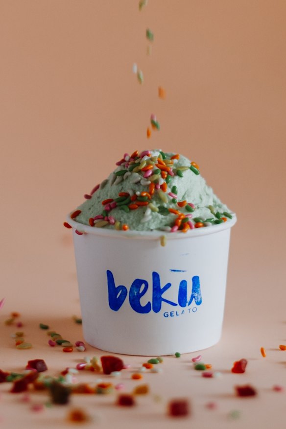 Paan gelato (made from betel leaf and spices like the Indian snack).