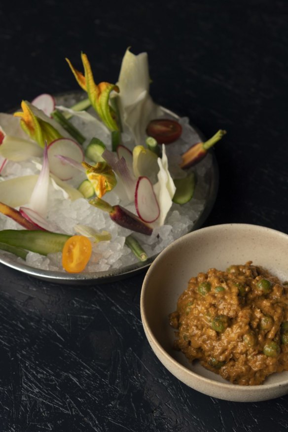 Cambodian prahok ktis dip with crudites.