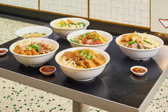 An array of noodle dishes from Happy Chef.