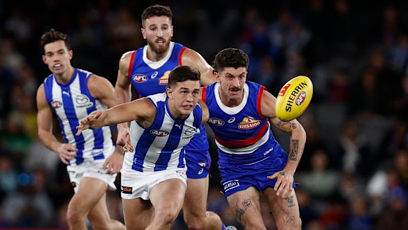 Will Phillips, competing with Tom Liberatore during a game last year, missed selection for round one.
