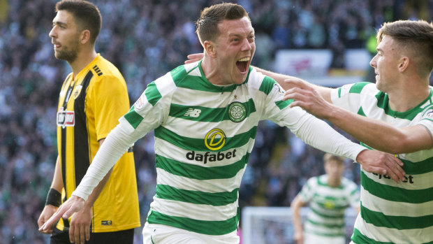 Stalemate: Callum McGregor celebrates scoring before Celtic were pegged back.
