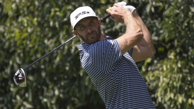Out in front: Dustin Johnson streeted the field at the WGC-Mexico Championship.