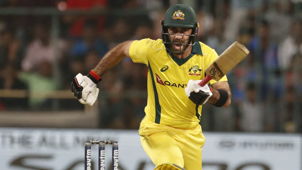 Sick: Glenn Maxwell on the run for Australia against India last month.