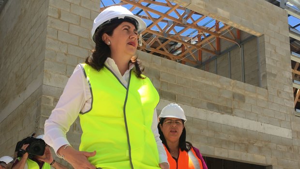 Queensland Premier Annastacia Palaszczuk visiting the Smithfield State High School construction site in Cairns on Friday