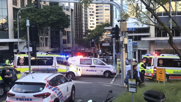 Emergency services were called to the corner of Ann Street and Wharf Street to reports a pedestrian had been hit by a bus.