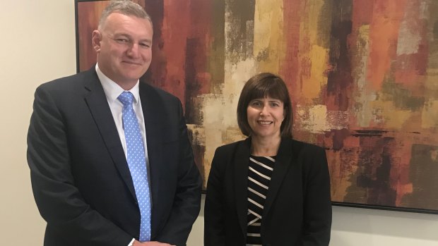 Director General of ACT Health Michael De'Ath with CEO of Canberra Health Services Bernadette McDonald 