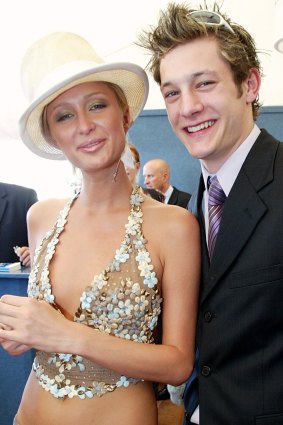 Paris Hilton and Australian actor and singer Rob Mills at the Melbourne Cup in 2003.