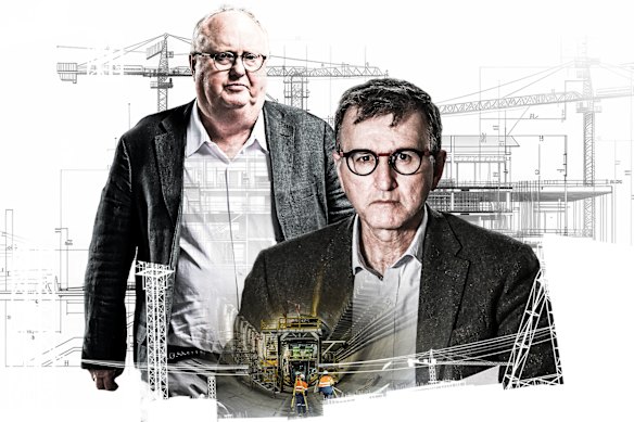 CFMEU administrator Mark Irving (right) and corruption-busting lawyer Geoffrey Watson.