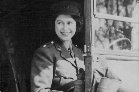 The Queen, then Princess Elizabeth, at the wheel of an army vehicle when she served during World War II in the Women’s Auxiliary Territorial Service.