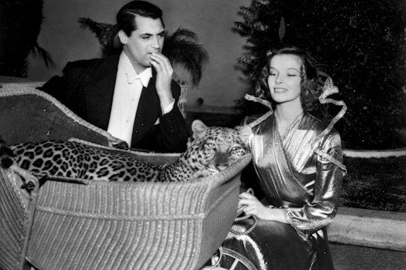 Carey Grant and Katharine Hepburn in an early romcom, 1938’s <i>Bringing up Baby</i>.