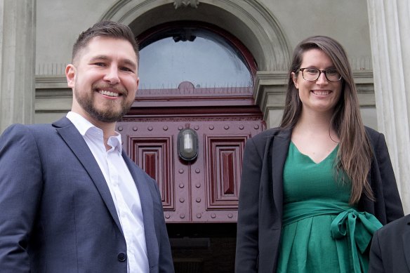 Greens councillors Edward Crossland and Sophie Wade. Wade was elected mayor and Crossland deputy mayor last year.