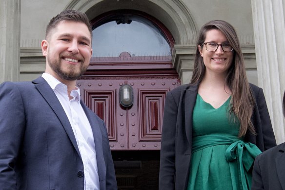 Greens councillors Edward Crossland and Sophie Wade. Cr Wade was elected mayor and Cr Crossland deputy mayor last year.