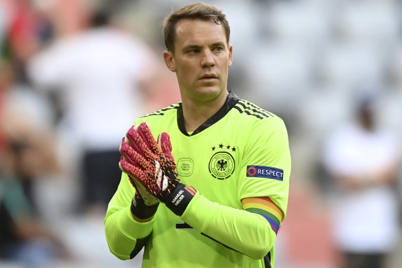 Germany goalkeeper Manuel Neuer is allowed to wear a captain’s armband with the rainbow colours at the tournament.