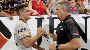 Ivan Cleary's reunion with son Nathan, left, at Penrith has already had its ups and downs. 