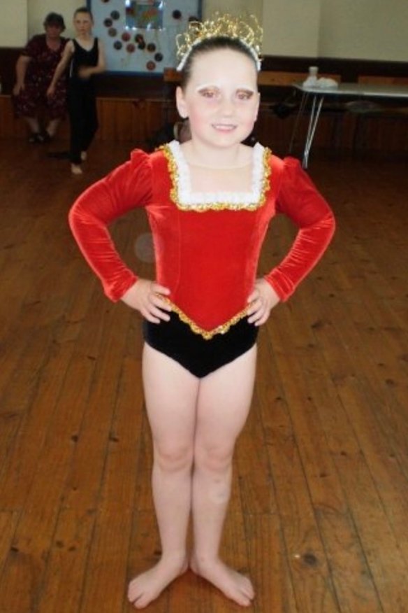 Sophie Day competing in calisthenics in Mount Gambier, South Australia, age five, as a child, circa 2008.