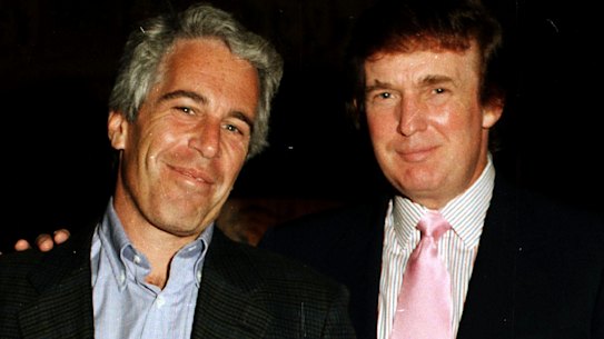 Jeffrey Epstein and Donald Trump in Palm Beach, Florida, in 1997.