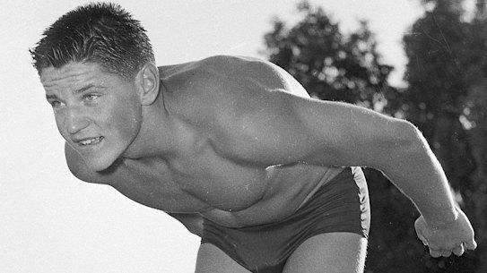 John Konrads training at the Bankstown pool in 1957. Under the guidance of Don Talbot, he was about to take the world by storm.
