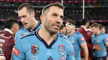 A dejected James Tedesco after the loss in Melbourne.
