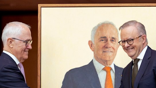 Malcolm Turnbull and Anthony Albanese had plenty of compliments for each other during the 29th prime minister of Australia’s official portrait unveiling at Parliament House.