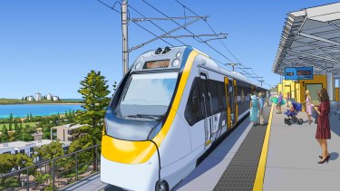 An artist’s impression of one of the stations along the Direct Sunshine Coast Rail Line.