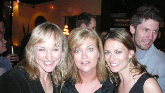 Underbelly actors Caroline Craig (L) and Kat Stewart (R) with Senior Sergeant Michelle Kerley (C) of Victoria Police’s Purana Taskforce.