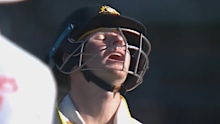 Steve Smith was fuming after he was given out lbw after a review showed the ball hitting his off stump by the barest of margins.