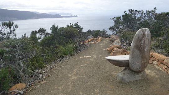 A seat at Cape Pillar, part of the Three Capes Walk on the Tasman Peninsula.