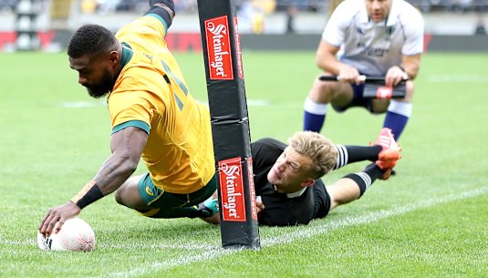 Marika Koroibete scored the Wallabies' first try of the afternoon.
