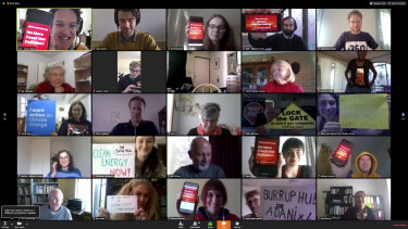Ninety people attended an hour-long virtual protest via videoconferencing software on Thursday ahead of Woodside's AGM, to hear addresses from speakers representing organisations such as the Australasian Centre for Corporate Responsibility. 