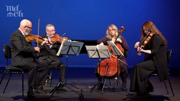 Rachel Atkinson plays with the Fidelio Quartet at the Melbourne Digital Concert Hall, July 2020