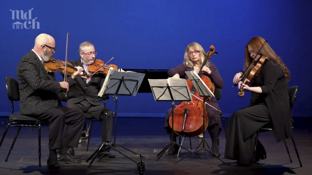Rachel Atkinson plays with the Fidelio Quartet at the Melbourne Digital Concert Hall, July 2020