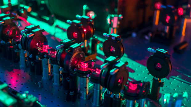 The experimental setup at Griffith University used to measure the quantum superposition of photons.