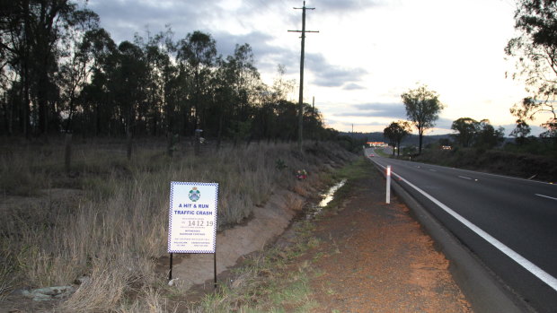 The scene of the fatal hit-and-run on the Warrego Highway at Hatton Vale.