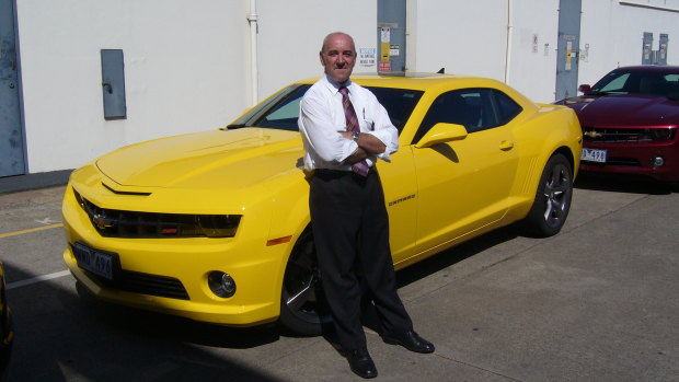 David Wright with one of the first Camaros, a US-sold car designed, engineered and first-built at Fisherman's Bend.