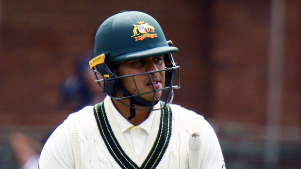 Massive task: Opener Usman Khawaja will resume with Australia needing mountains of runs.