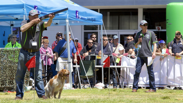 A shooting demonstration at the SSAA SHOT Expo. The WA firearms community is concerned the October event is in jeopardy due to changes in policy on firearms transport. 