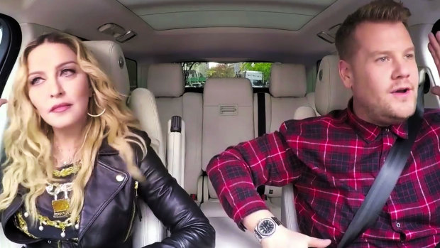 Madonna, one of many celebs to become notably candid in James Corden’s passenger seat.