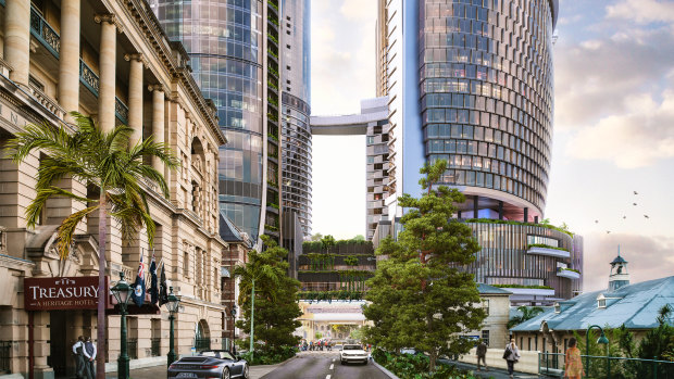 Artist's renders of the Brisbane's planned Queen's Wharf.