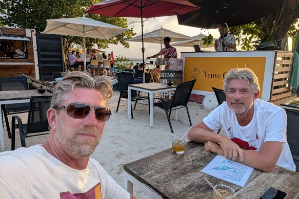 Blom enjoy the slightest rhythm of the caribbean with his brother, David. 