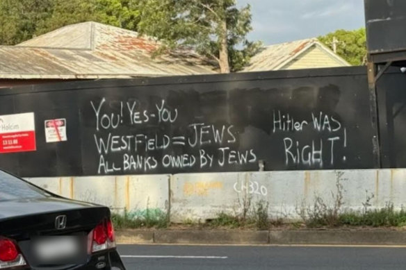 Police are investigating antisemitic graffiti painted on the walls of an Arncliffe construction site.