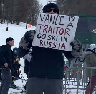 A protester at a Vermont ski resort at the weekend.