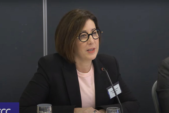 Woolworths boss Amanda Bardwell at the ACCC hearing.