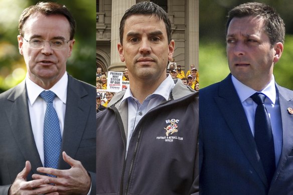 Leadership tussle: Michael O’Brien, Brad Battin and Matthew Guy.