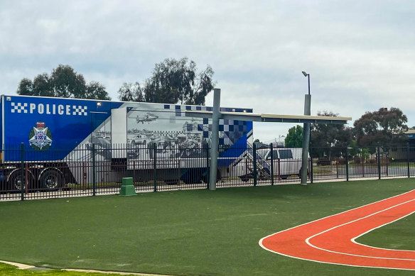 Victoria Police set up at St Mary’s Catholic Primary School in Echuca.