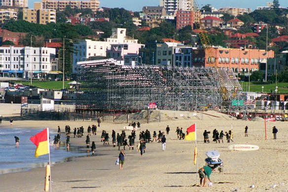 Bondi was not a pretty sight as the beach volleyball stadium was being built.