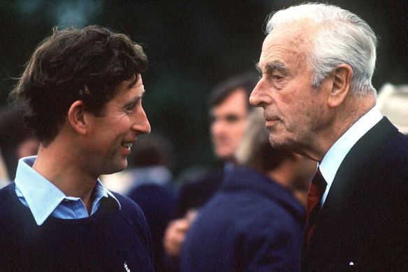 Prince Charles With Lord Mountbatten at the polo in Windsor in 1979.  
