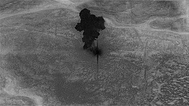 Compound of Islamic State leader Abu Bakr al-Baghdadi as it is destroyed.