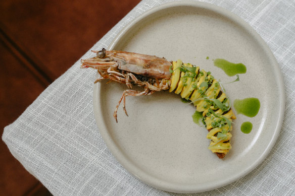 Panko prawn with rouille and citrus paste at Malin.