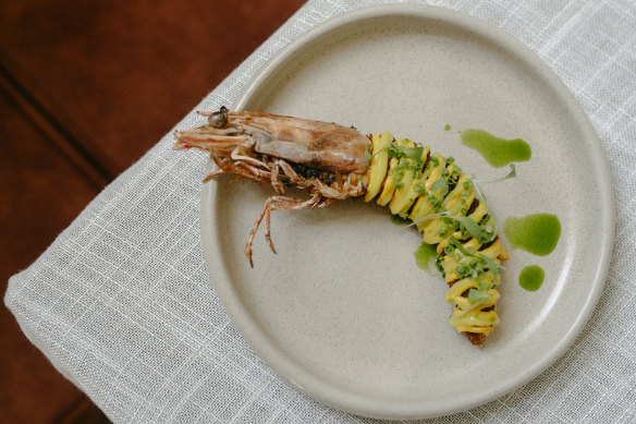 Panko prawn with rouille and citrus paste at Malin.